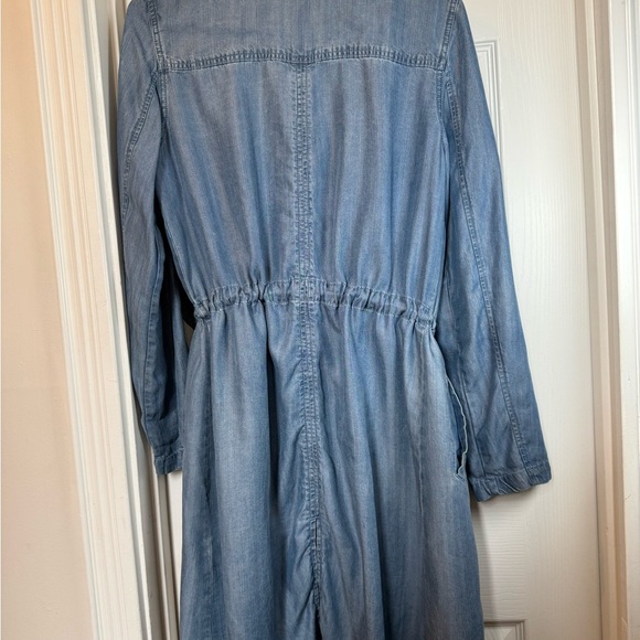 Max Jeans Blue Jean Jacket with Cascading Lapels and Drawstring Tie Belt - Picture 4 of 11